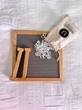 Underwood Letterpress Felt Letter Board with Wooden Frame - Gray & Natural Wood
